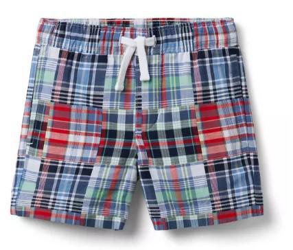 Madras Patchwork Pull-On Short