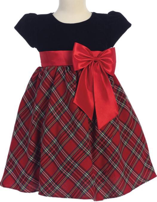 Black Velvet Plaid Holiday Dress