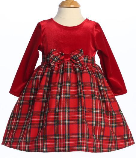 Red Velvet Plaid Holiday Dress